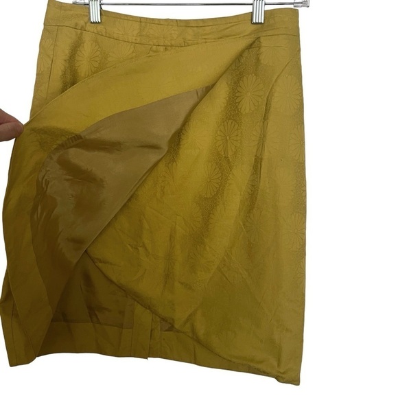 Anthropologie Edme & Esyllte Yellow Jacquard Floral Tulip Skirt Size 4 - Picture 9 of 12